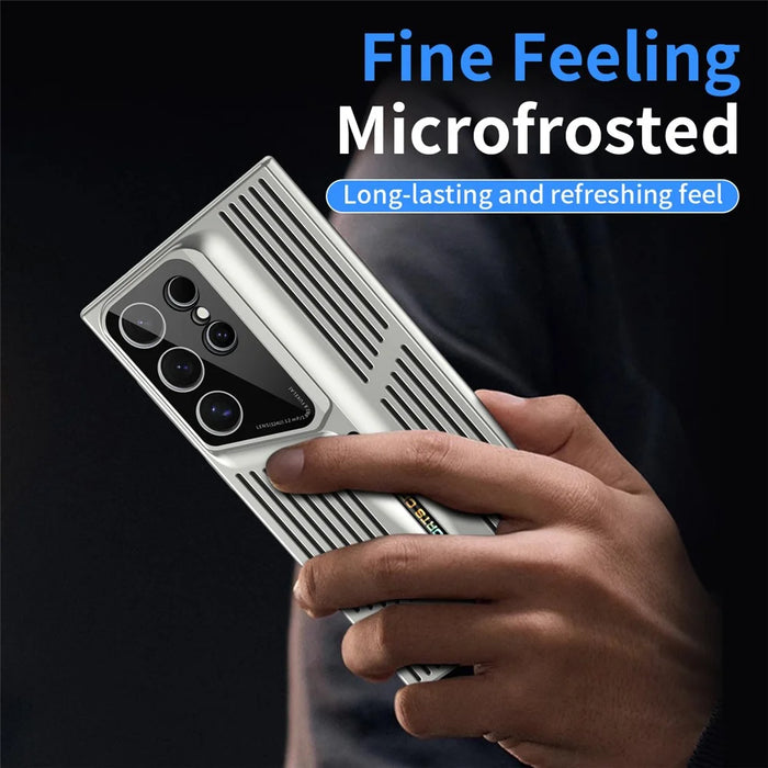For Samsung Galaxy S23 Ultra Case Hard PC Electroplating Phone Cover Heat Dissipation Micro-Matte Back - Silver - 7