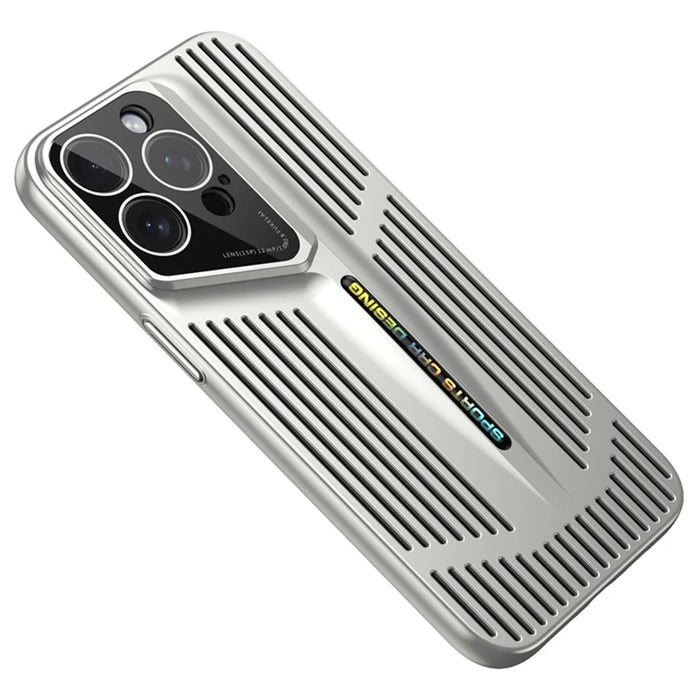 For iPhone 16 Pro Case Hard PC Heat Dissipation Hollow Phone Cover Cooling Breathable - Silver - 1