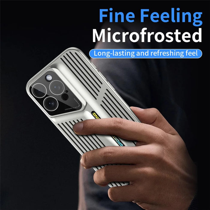 For iPhone 16 Pro Case Hard PC Heat Dissipation Hollow Phone Cover Cooling Breathable - Silver - 7