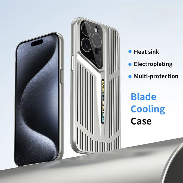 For iPhone 16 Pro Max Case Cooling Hollow Shockproof Hard PC Phone Cover - Silver - 2
