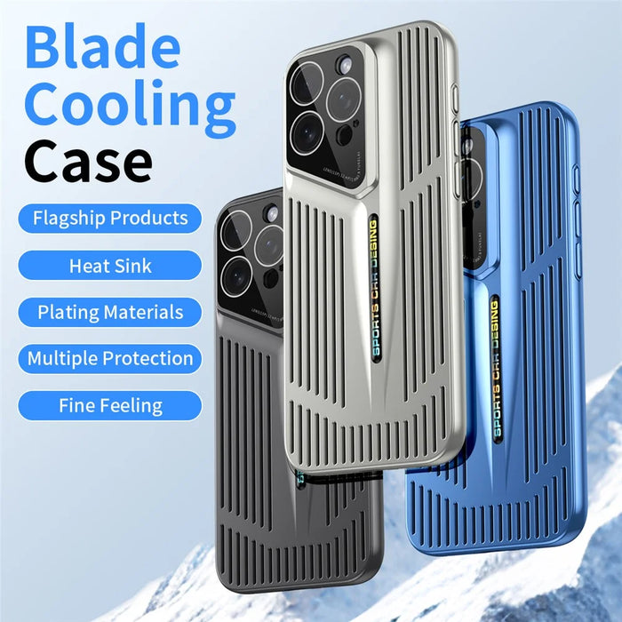 For iPhone 16 Pro Max Case Cooling Hollow Shockproof Hard PC Phone Cover - Silver - 3