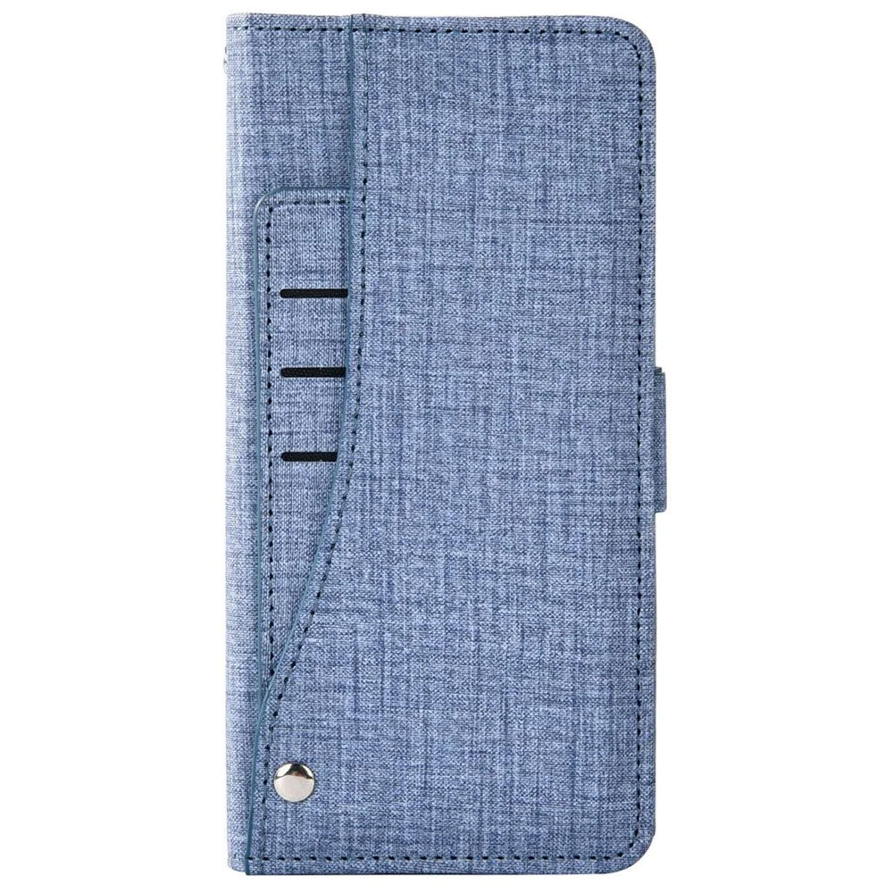 For Samsung Galaxy A53 5G Jean Cloth Texture Phone Cover PU Leather Wallet Stand Rotating Card Slot Folio Flip Case - Blue - 7