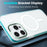 For iPhone 15 Pro Max Magnetic Case Strip Pattern PC+TPU Phone Cover Lens Cap Kickstand - Blue - 2