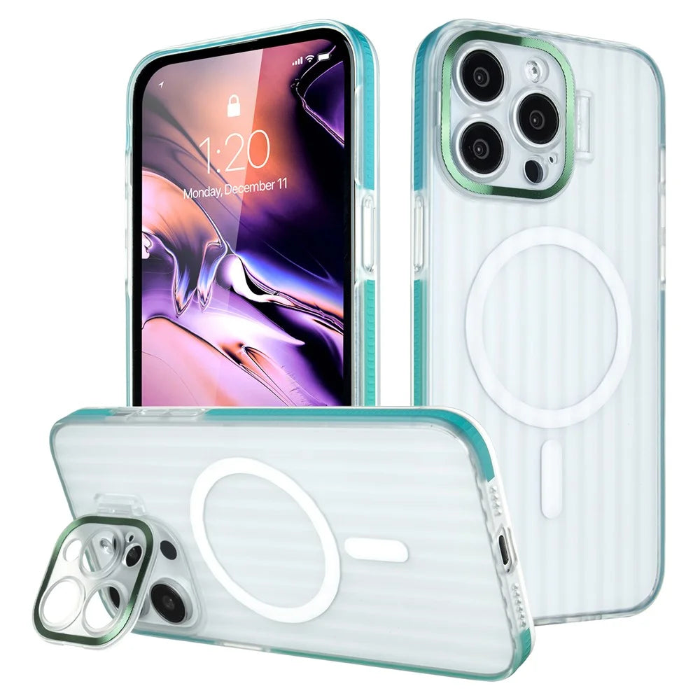 For iPhone 13 Pro Max Case Compatible with MagSafe Camera Kickstand PC+TPU Phone Cover - Blue - 1