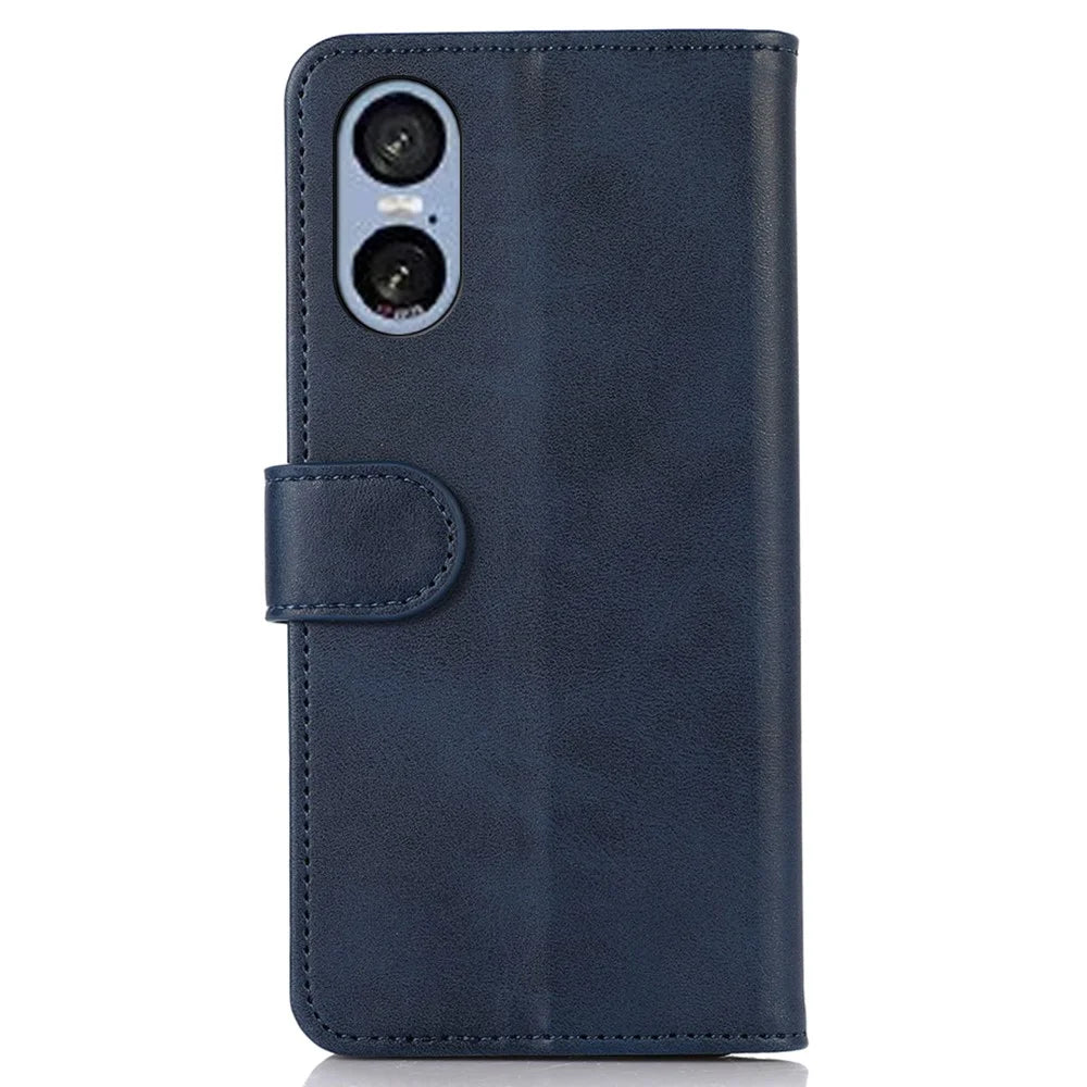 For Sony Xperia 5 VI Stand Case Cowhide Texture Leather Wallet Phone Cover - Blue - 7