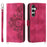 For Samsung Galaxy S24 FE Case Flower Pattern PU Leather Wallet Phone Cover with Shoulder Strap - Wine Red - 1