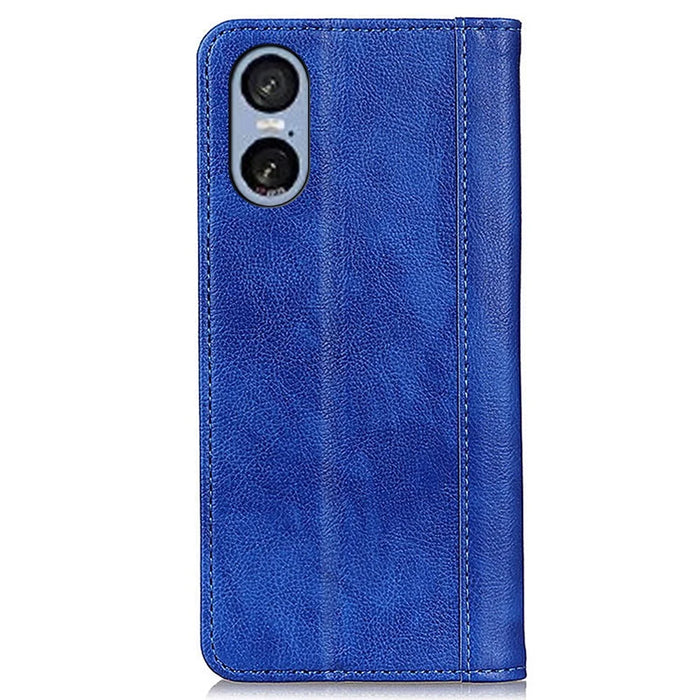 For Sony Xperia 5 VI Wallet Case Split Leather Litchi Texture Phone Cover - Blue - 7