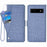For Google Pixel 6a Jeans Cloth Texture PU Leather Stand Cover Built-in Rotating Card Slot Phone Case Wallet - Blue - 1