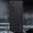 For Samsung Galaxy S24 FE Case Wood Grain PU Leather Coated PC+TPU Phone Cover - Black - 6
