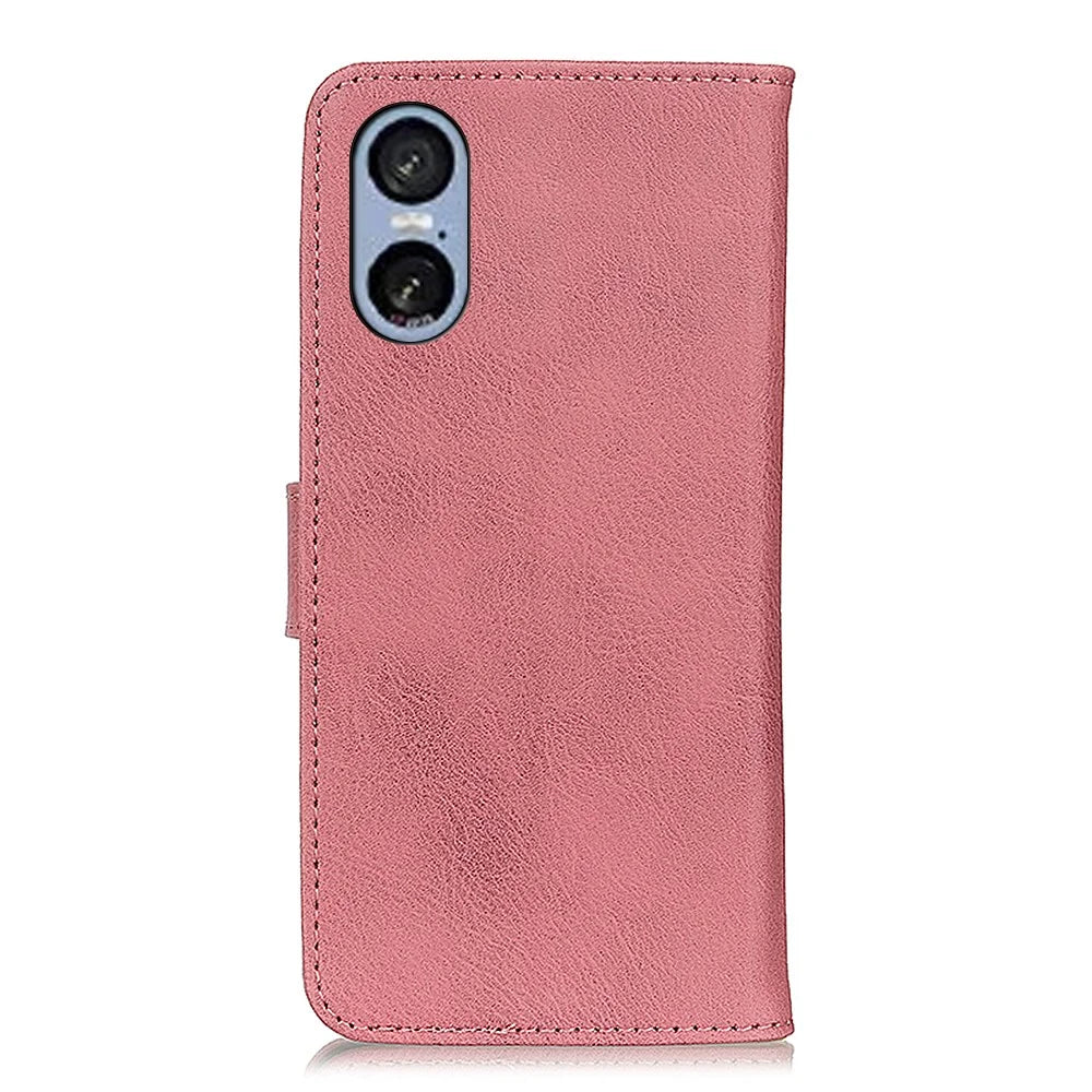 KHAZNEH For Sony Xperia 5 VI Wallet Case Cowhide Texture Leather Flip Phone Cover - Pink - 7