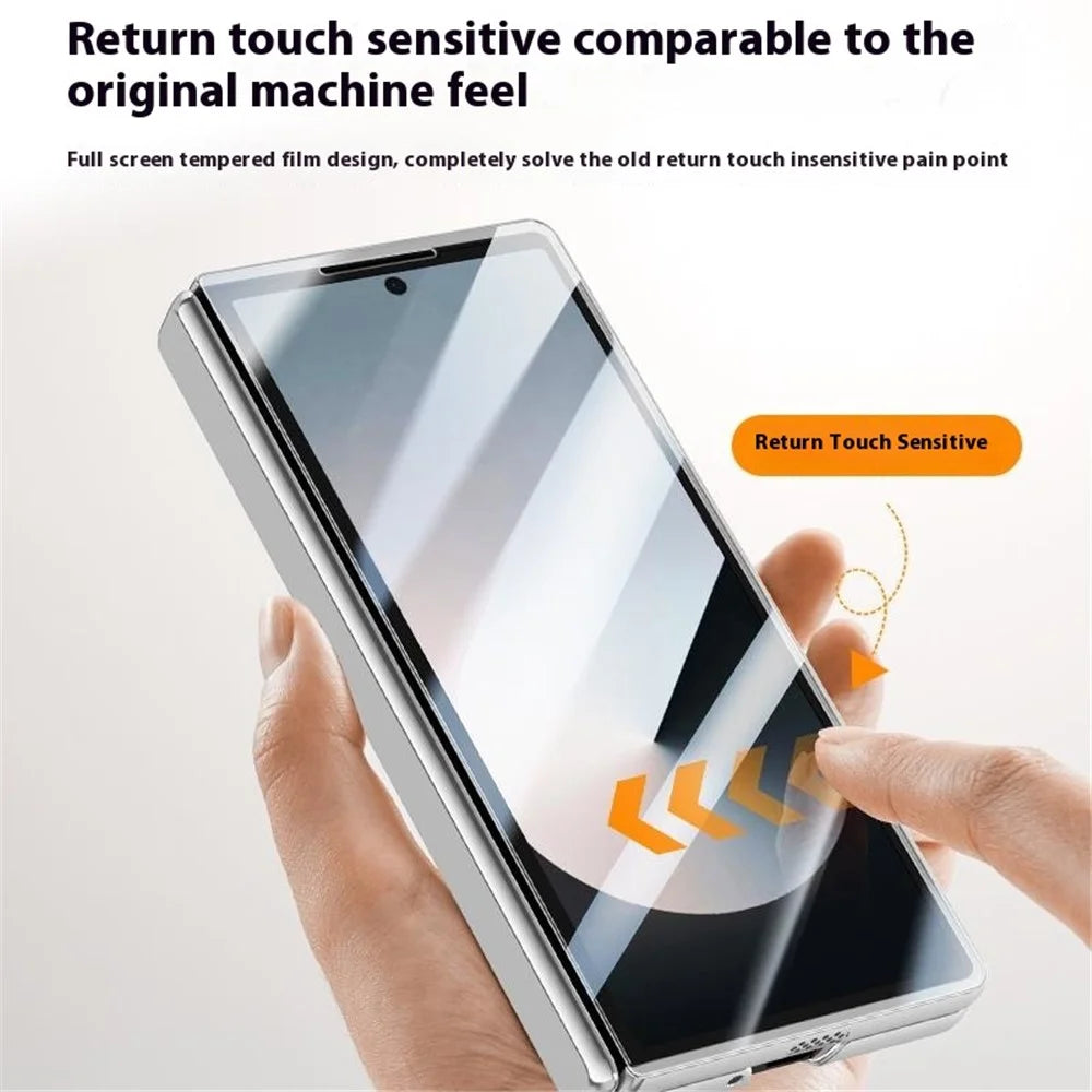 For Samsung Galaxy Z Fold6 5G Clear Case PC+Acrylic Kickstand Magnetic Phone Cover with Screen Film - Black - 5