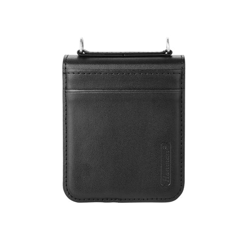 HANMAN Mill Series Flip Cover for Samsung Galaxy Z Flip7 FE 5G / Z Flip6 5G Case PU Leather Phone Cover with Card Slot - Black - 2