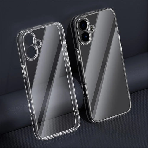For iPhone 16 Plus Case TPU+Tempered Glass Transparent Phone Cover - 1