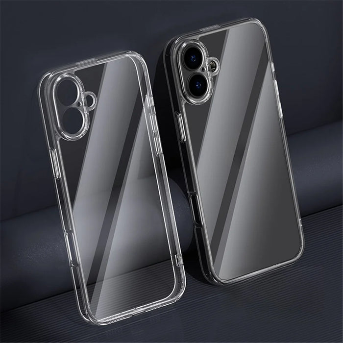 For iPhone 16 Plus Case TPU+Tempered Glass Transparent Phone Cover - 1