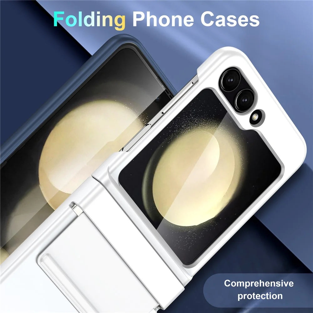 For Samsung Galaxy Z Flip5 5G Case Anti-Drop PC+PU Phone Cover - Navy Blue - 6