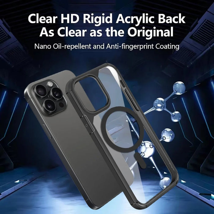 For iPhone 14 Pro Magnetic Case TPU + Acrylic Phone Back Cover Compatible with MagSafe - Black  /  White - 7
