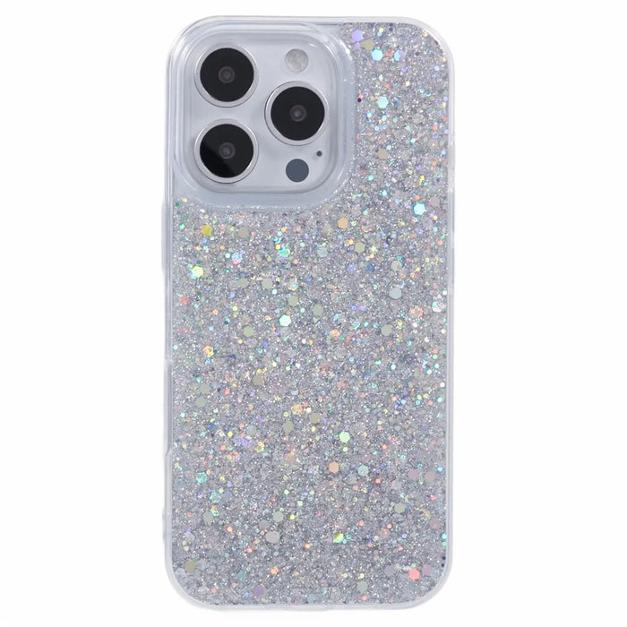 For iPhone 16 Pro Case Soft TPU Glittery Design Shockproof Phone Cover - Silver - 3