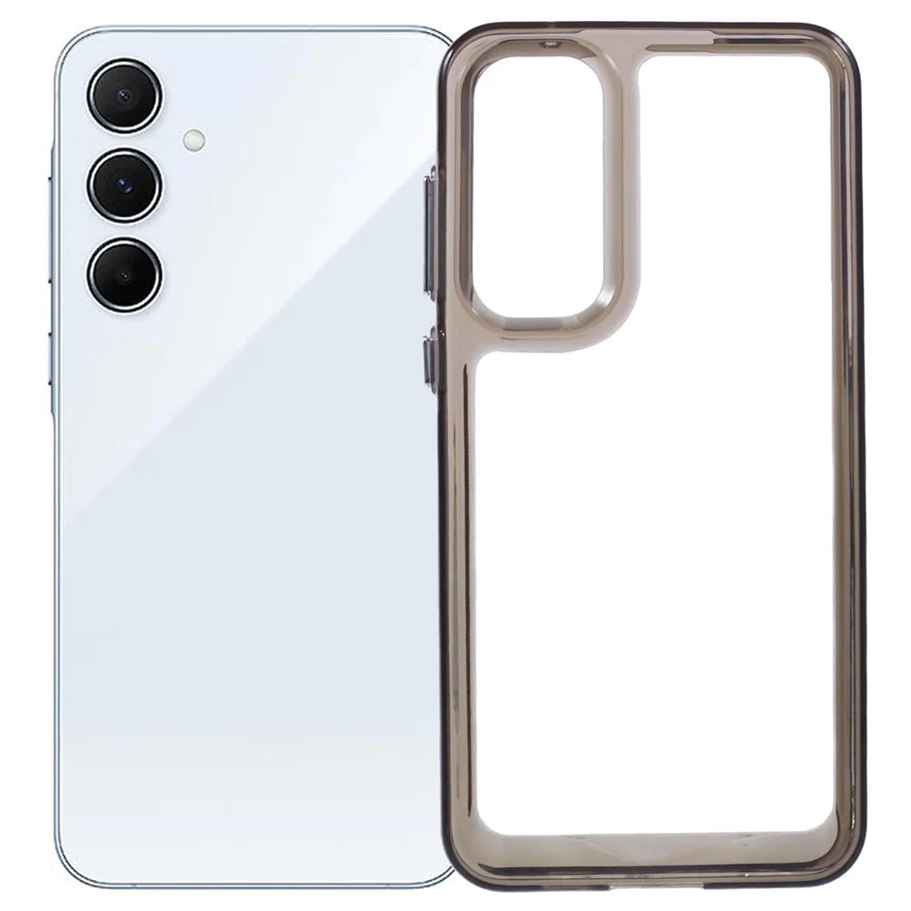 For Samsung Galaxy A55 5G Case TPU + PC Phone Cover 2.0mm Thickness - Transparent Black - 1