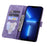 For iPhone 16 Case Cartoon Cat Pattern Card Holder Leather Phone Cover - Purple - 3