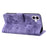For iPhone 16 Case Cartoon Cat Pattern Card Holder Leather Phone Cover - Purple - 4