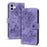 For iPhone 16 Case Cartoon Cat Pattern Card Holder Leather Phone Cover - Purple - 5