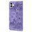 For iPhone 16 Plus Case Flower Cat Imprinted Leather Phone Cover with Card Holder Wallet - Purple - 7