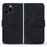 For iPhone 16 Pro Max Case PU Leather Wallet Flip Phone Cover Flower Imprinted - Black - 1