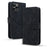 For iPhone 16 Pro Max Case PU Leather Wallet Flip Phone Cover Flower Imprinted - Black - 6