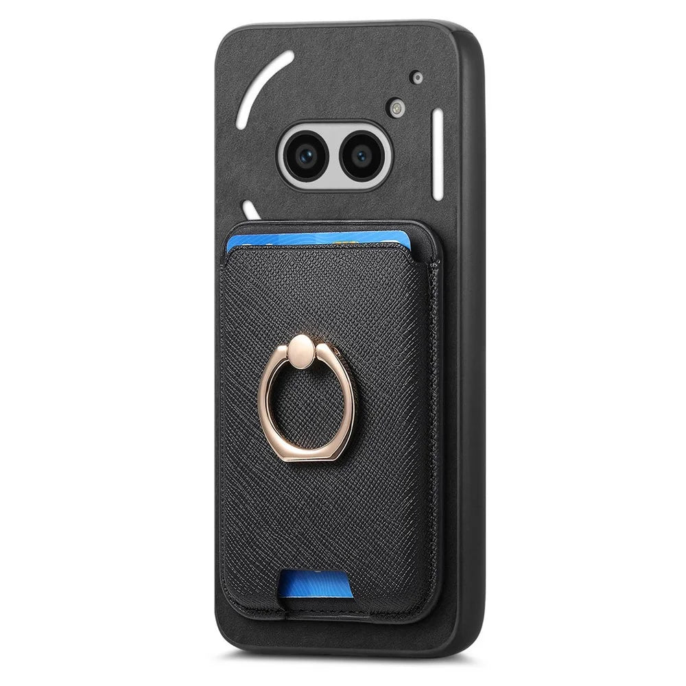 For Nothing Phone (2a) Plus / Phone (2a) Magnetic Case Leather+TPU Phone Cover Detachable Card Bag - Black - 2
