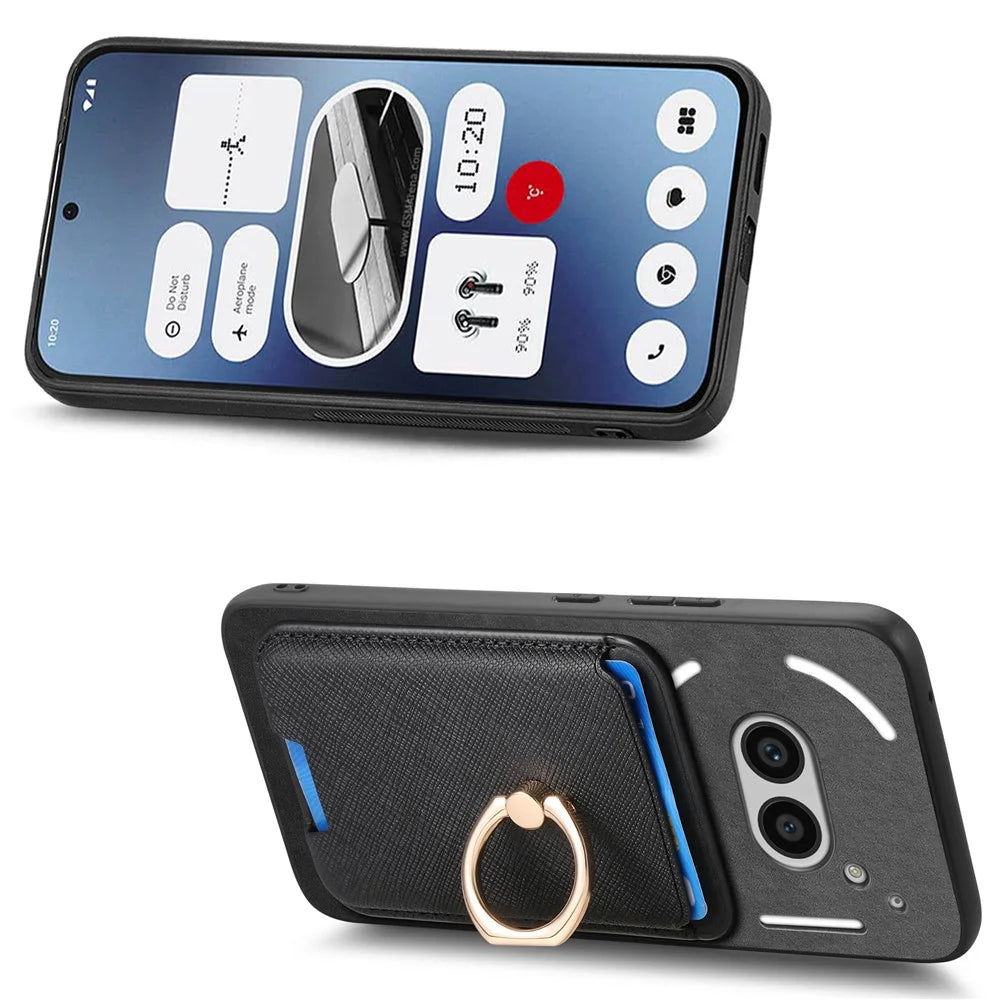 For Nothing Phone (2a) Plus / Phone (2a) Magnetic Case Leather+TPU Phone Cover Detachable Card Bag - Black - 4