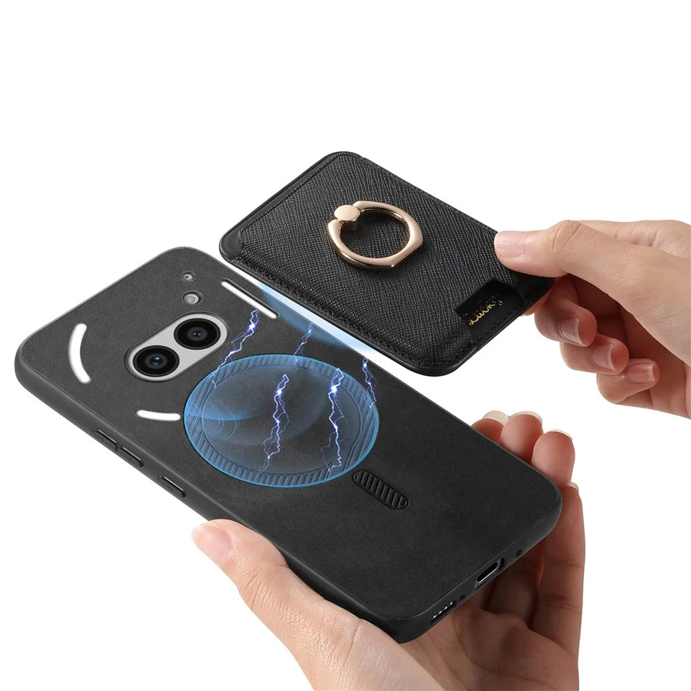 For Nothing Phone (2a) Plus / Phone (2a) Magnetic Case Leather+TPU Phone Cover Detachable Card Bag - Black - 5