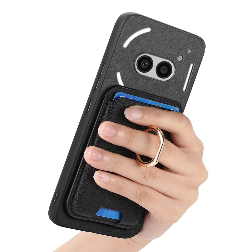 For Nothing Phone (2a) Plus / Phone (2a) Magnetic Case Leather+TPU Phone Cover Detachable Card Bag - Black - 6
