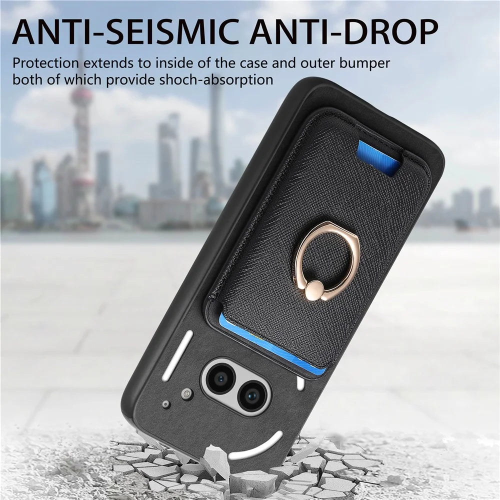 For Nothing Phone (2a) Plus / Phone (2a) Magnetic Case Leather+TPU Phone Cover Detachable Card Bag - Black - 7