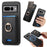 For Google Pixel 7 Pro 5G Magnetic Phone Case with Detachable Ring Holder Card Bag - Black - 1