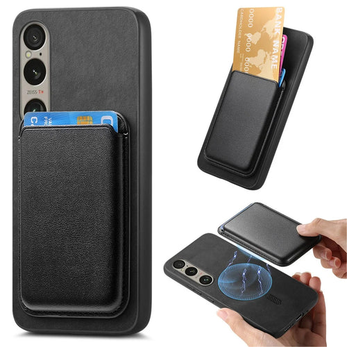 B2 For Sony Xperia 1 VI Case Leather+TPU Phone Cover with Detachable Card Bag - Black - 1