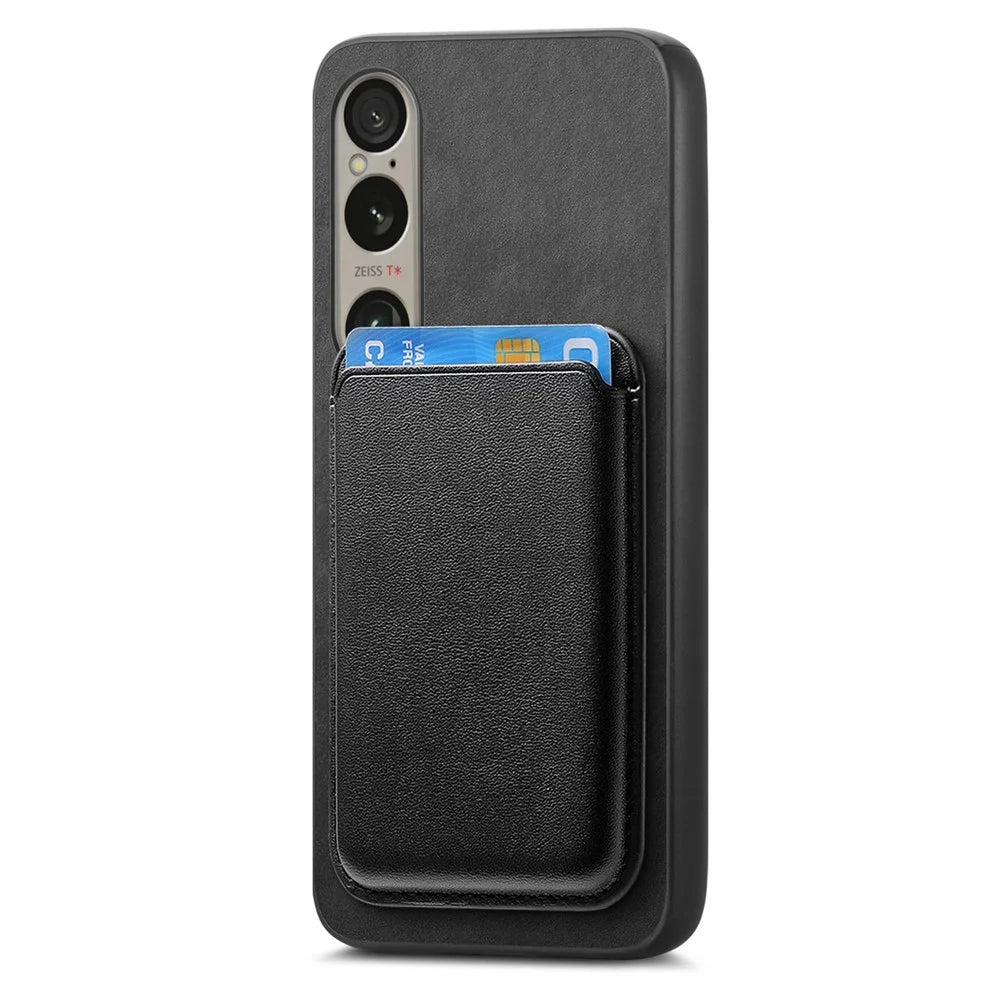 B2 For Sony Xperia 1 VI Case Leather+TPU Phone Cover with Detachable Card Bag - Black - 2