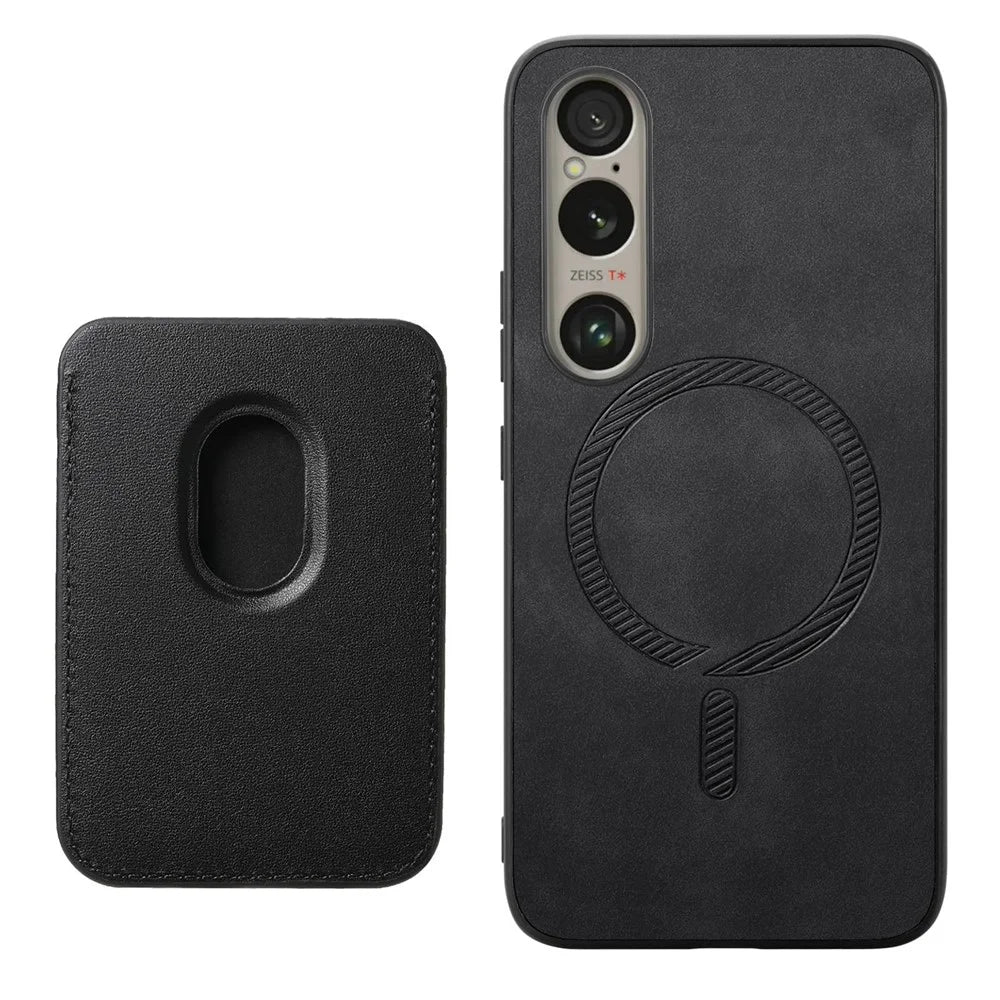 B2 For Sony Xperia 1 VI Case Leather+TPU Phone Cover with Detachable Card Bag - Black - 5