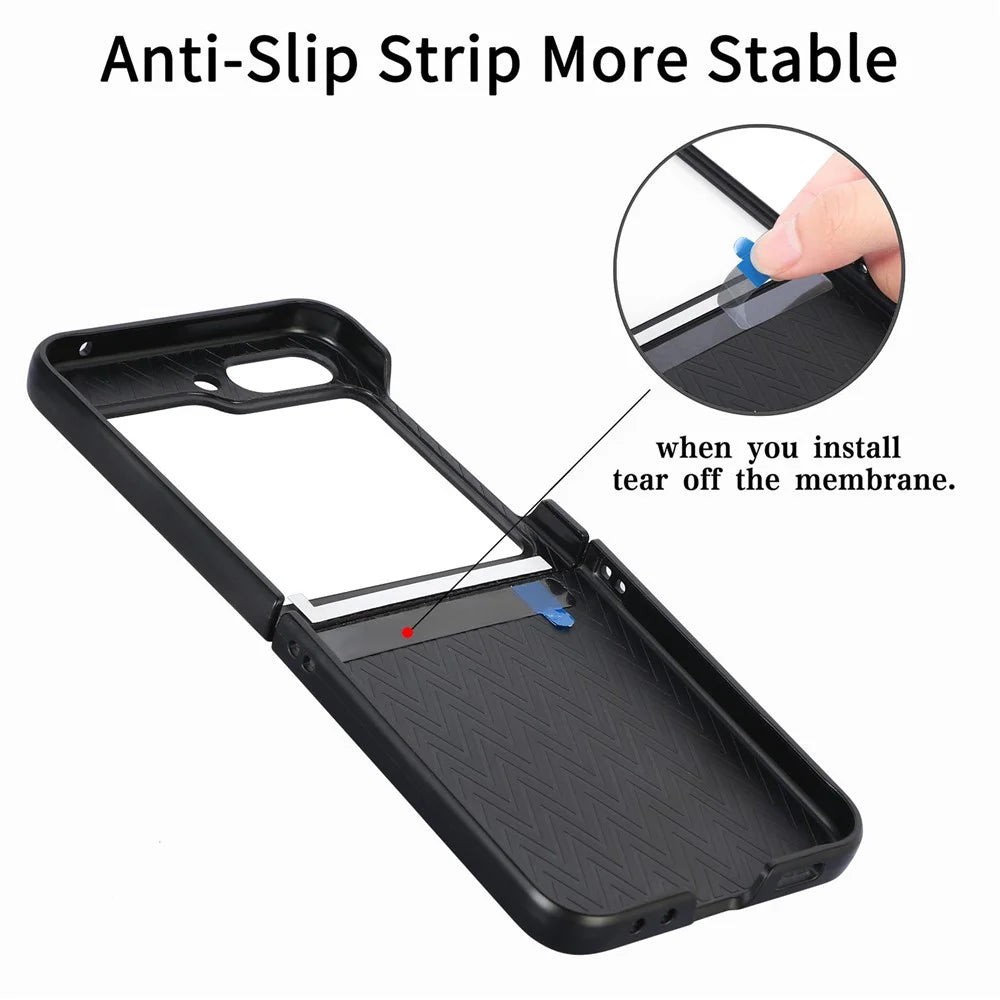 For Samsung Galaxy Z Flip7 FE 5G / Z Flip6 5G Case Kickstand Card Holder Leather+PC Phone Cover - Blue - 5