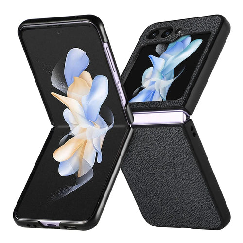 For Samsung Galaxy Z Flip7 FE 5G / Z Flip6 5G Case Litchi Texture PU Leather+PC Phone Cover - Black - 1