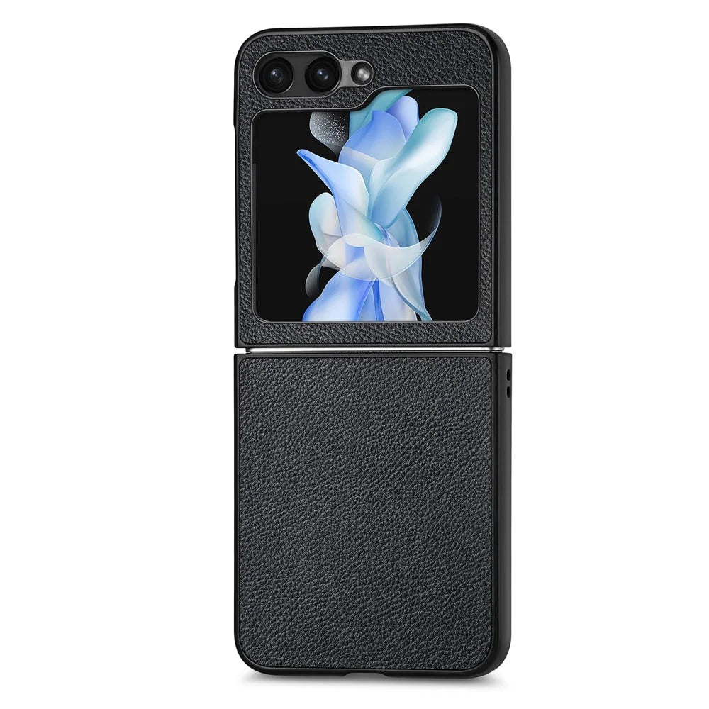 For Samsung Galaxy Z Flip7 FE 5G / Z Flip6 5G Case Litchi Texture PU Leather+PC Phone Cover - Black - 2