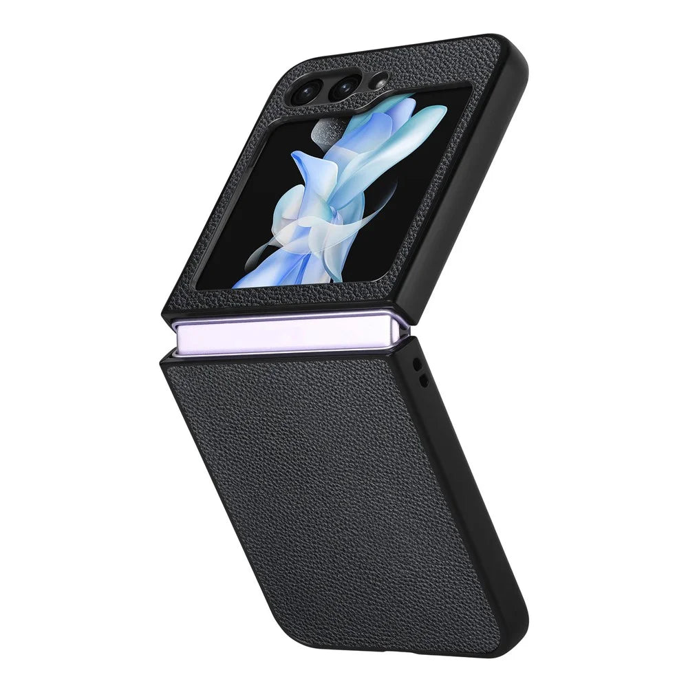 For Samsung Galaxy Z Flip7 FE 5G / Z Flip6 5G Case Litchi Texture PU Leather+PC Phone Cover - Black - 3