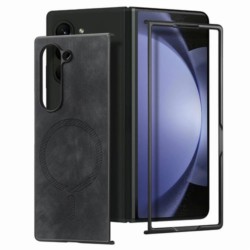 For Samsung Galaxy Z Fold6 5G Magnetic Case Detachable PU+TPU Phone Cover - Black - 1