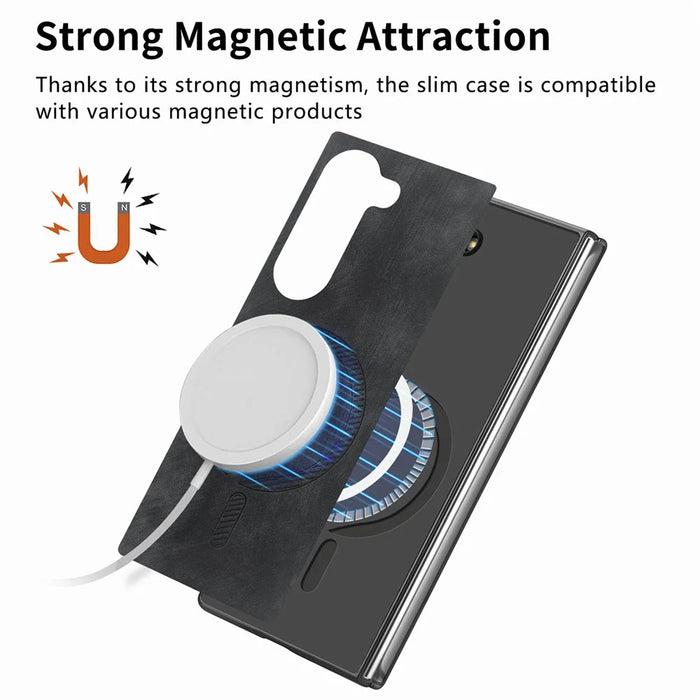 For Samsung Galaxy Z Fold6 5G Magnetic Case Detachable PU+TPU Phone Cover - Black - 3