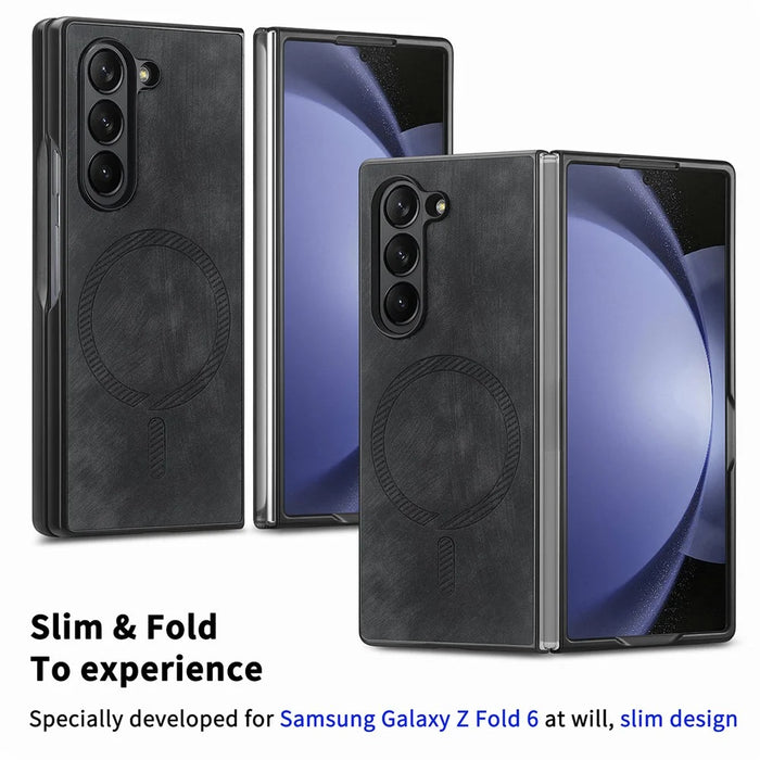 For Samsung Galaxy Z Fold6 5G Magnetic Case Detachable PU+TPU Phone Cover - Black - 4