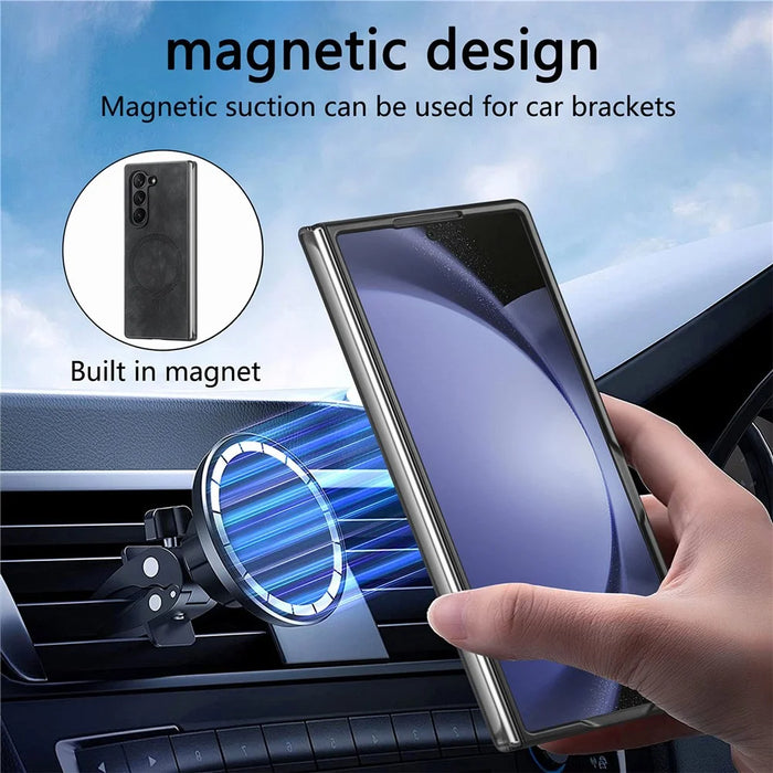For Samsung Galaxy Z Fold6 5G Magnetic Case Detachable PU+TPU Phone Cover - Black - 7