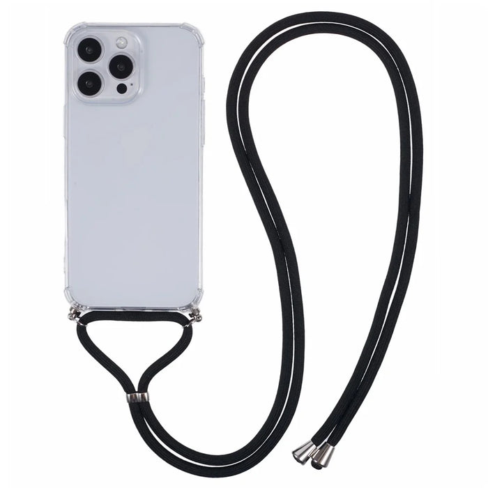For iPhone 16 Pro Case with Strap Clear TPU Phone Cover Four Corner Reinforcement - 1
