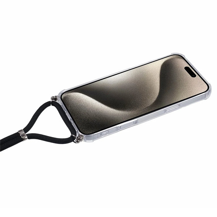 For iPhone 16 Pro Case with Strap Clear TPU Phone Cover Four Corner Reinforcement - 4