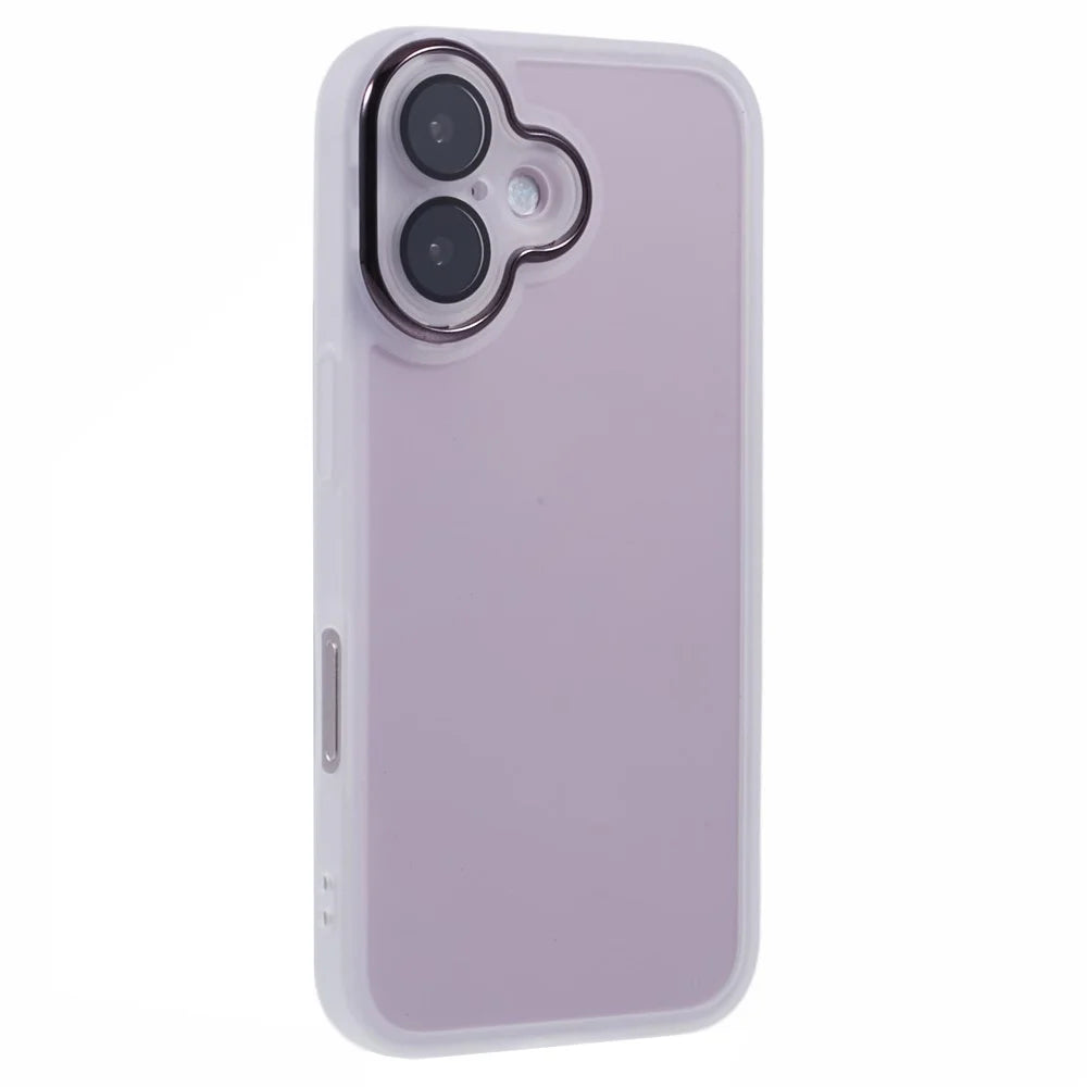 DKSM Series For iPhone 16 Case Electroplated Camera Frame TPU Phone Cover - Transparent White - 1