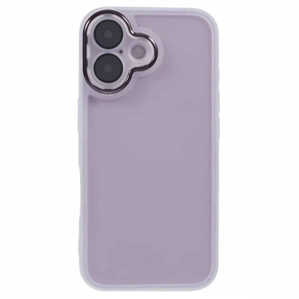 DKSM Series For iPhone 16 Case Electroplated Camera Frame TPU Phone Cover - Transparent White - 3
