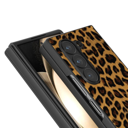 ABEEL For Samsung Galaxy Z Fold6 5G Case Leopard Pattern PU+PC Phone Cover - Gold - 2